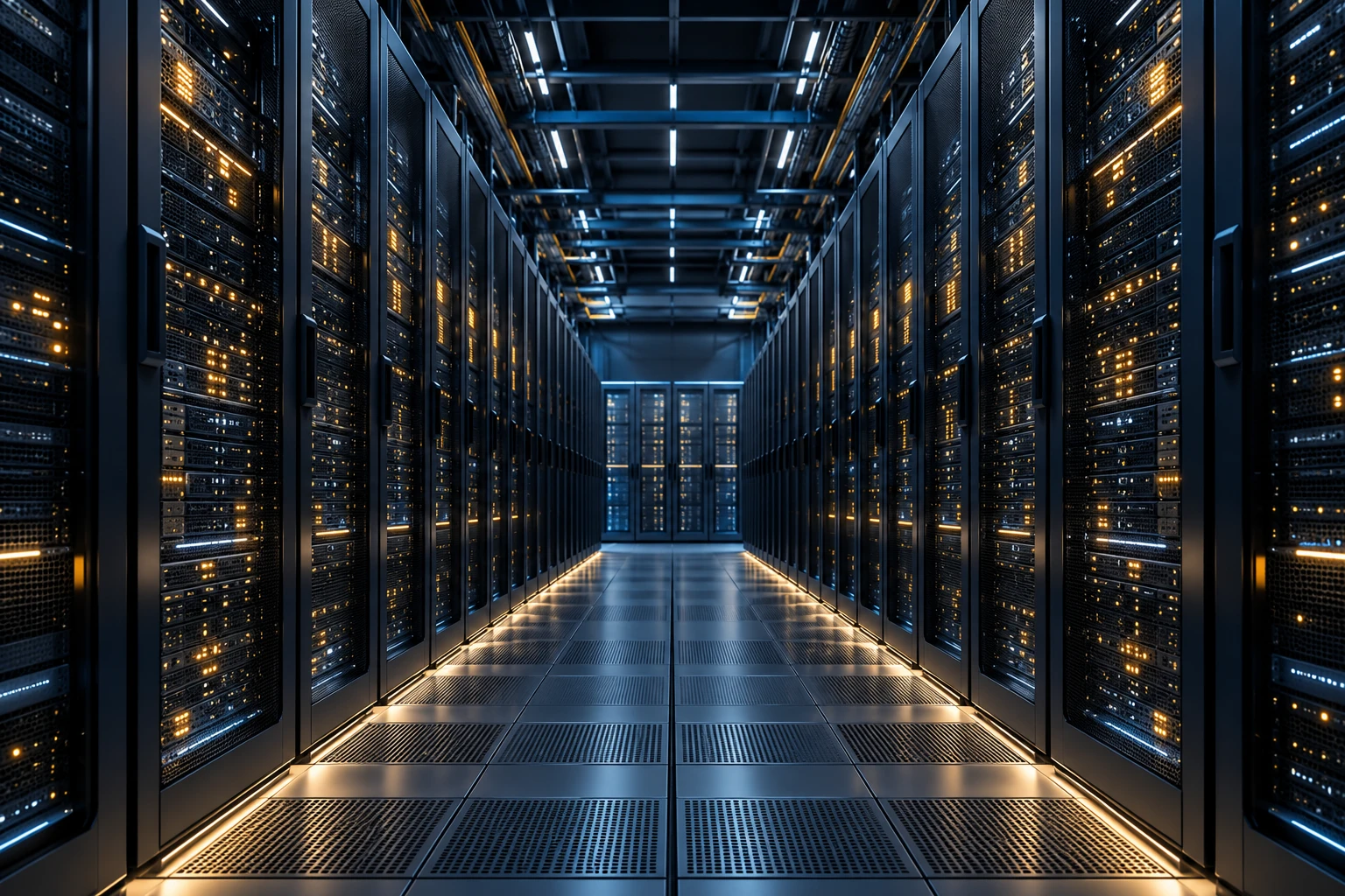 Illustrative data centre with rows of server infrastructure